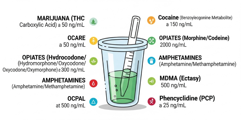 Common SAMHSA_DOT Urine Cut-Off Levels (Initial Screen)